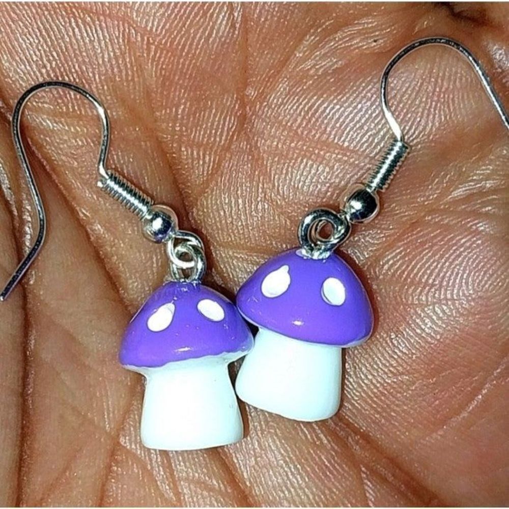 Hand crafted mushroom dingle earrings